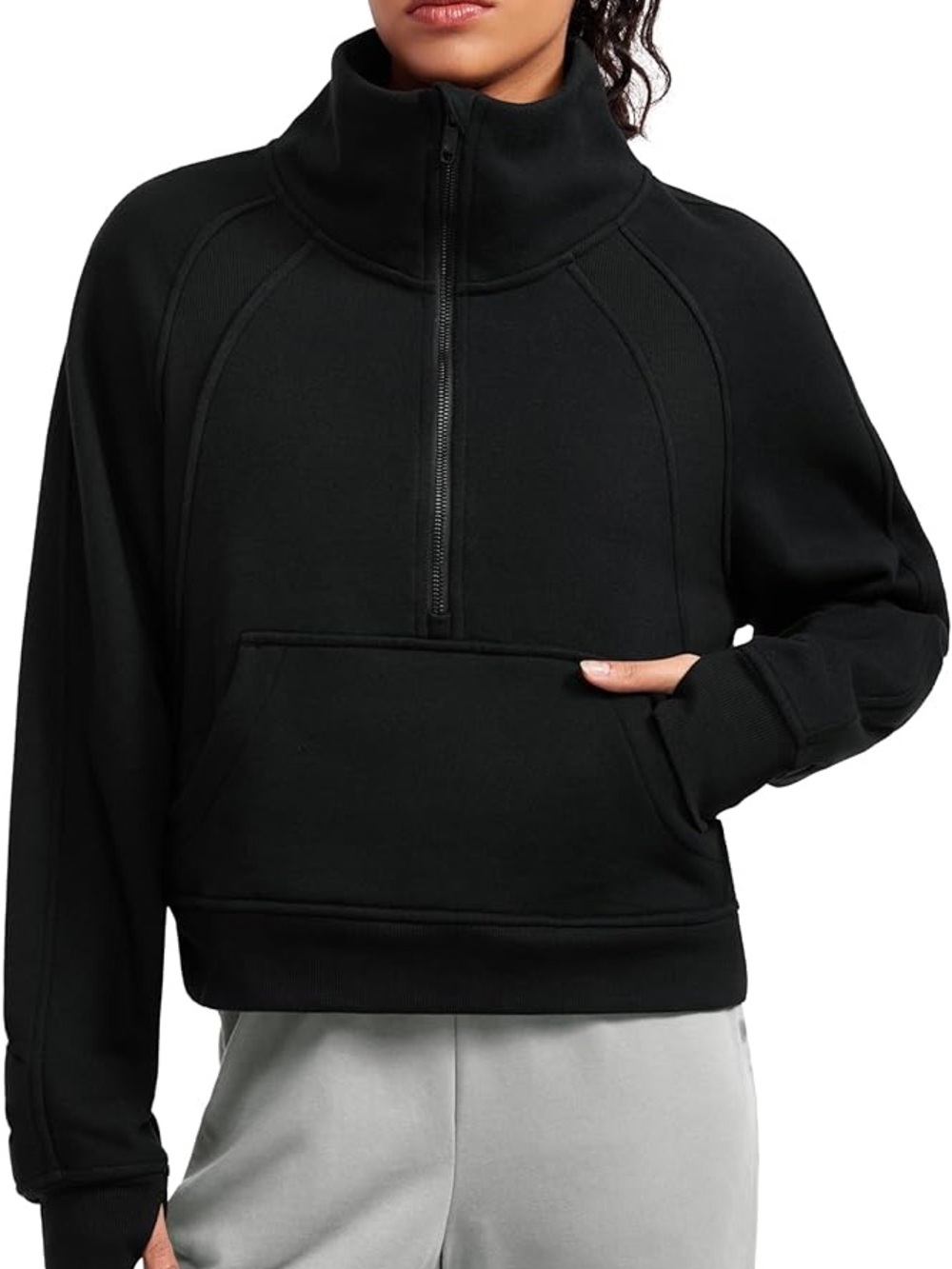 CRZ Yoga Fleece Lined Scuba Oversized Funnel Neck Half-Zipped - Medium